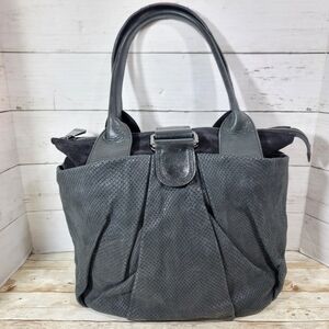 Coccinelle Black Snakeskin Embossed Suede And Leather Bag